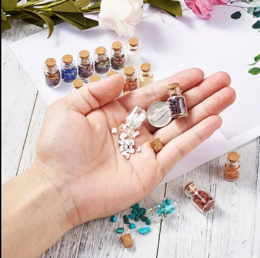 Набор стеклянных бутылочек с натуральными кристаллами Киев - изображение 3