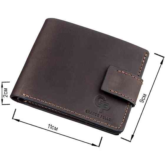 Тонкое кожаное портмоне унисекс Коричневое (GRANDE PELLE) Киев