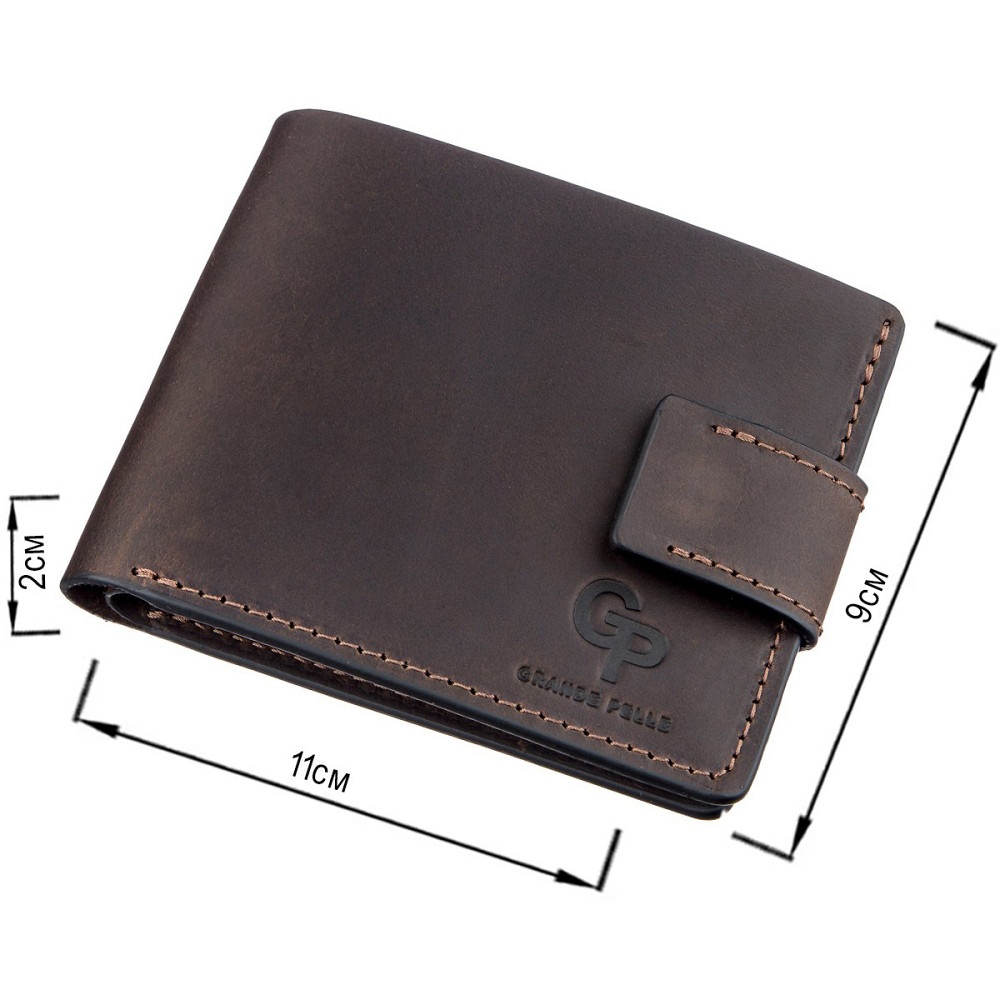 Тонкое кожаное портмоне унисекс Коричневое (GRANDE PELLE) Киев - изображение 1