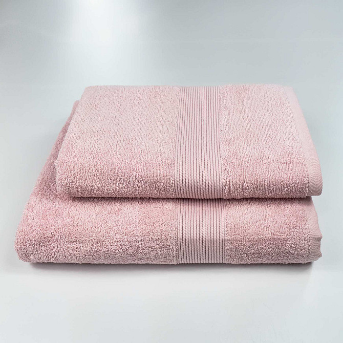 Комплект махровых полотенец с бордюром 2шт GM Textile 50х90см, 70х140см 400г/м2 (Розовый) Сумы - изображение 1