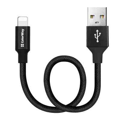 Дата кабель USB 2.0 AM to Lightning 0.25m black ColorWay (CW-CBUL048-BK) Вінниця