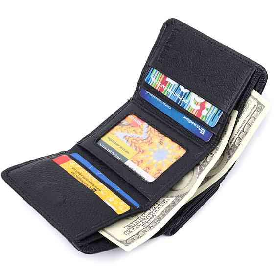 Красивое женское портмоне с монетницей из натуральной кожи ST Leather 22728 Черный Киев