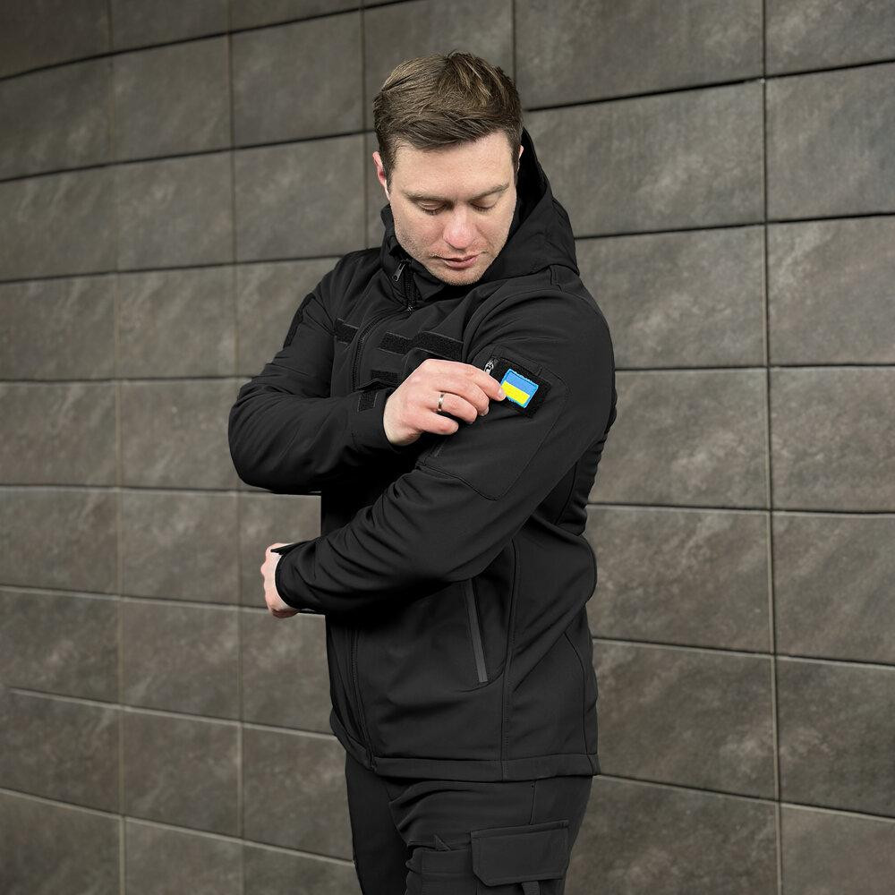 Мужская черная демисезонная куртка Pobedov Motive с липучками Киев - изображение 9