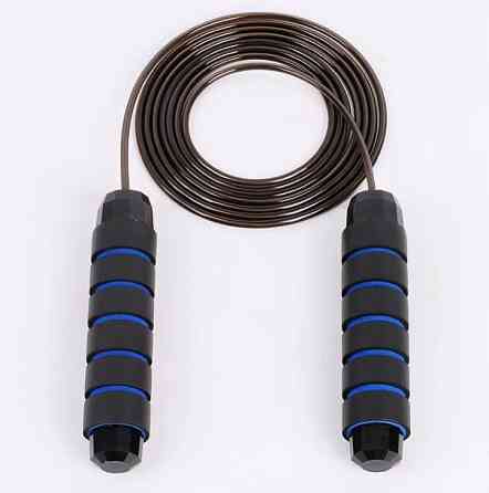 Скакалка, гімнастична, швидкісна для кросфіту з підшибниками, сталевий трос довжина 3 м, синя Кам'янець-Подільський