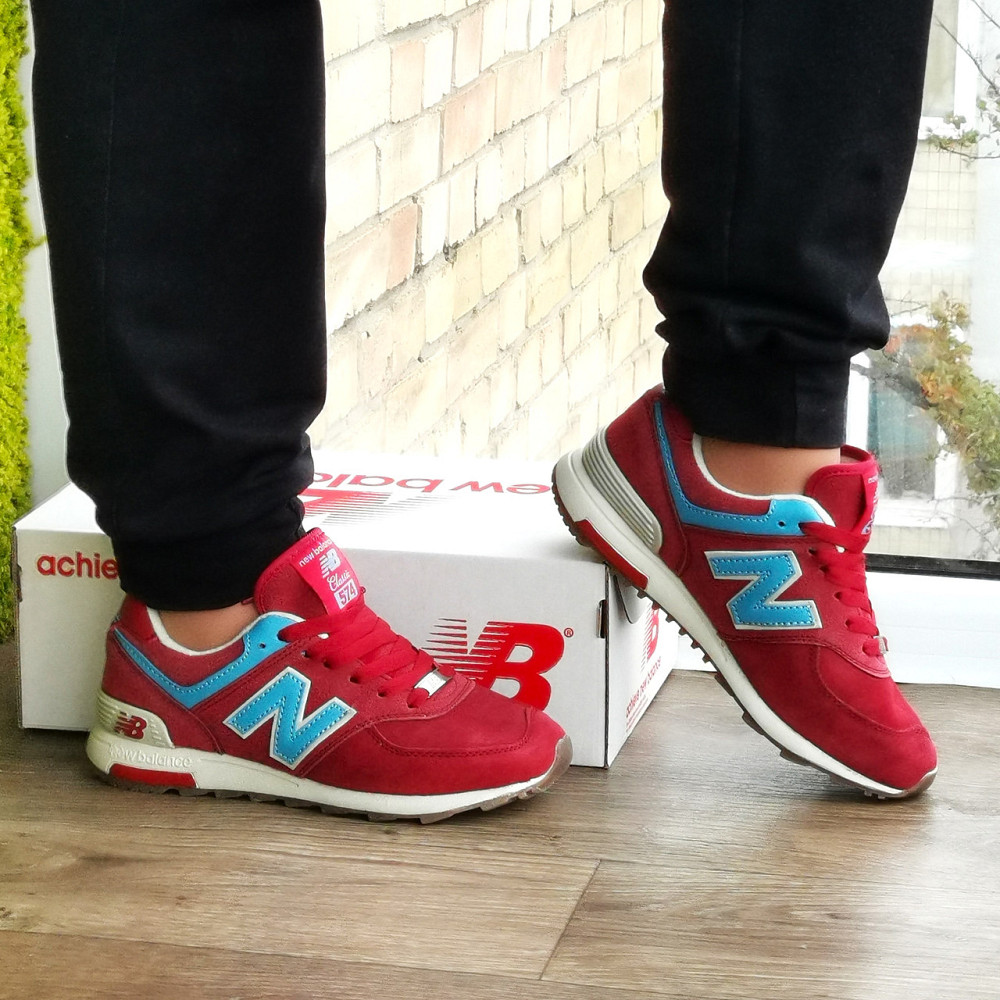 Красные Кроссовки New Balance 574 Женские Мужские Замшевые Бордовые Нью Баланс (размеры: 36,37,38,39,40) Днепр - изображение 10