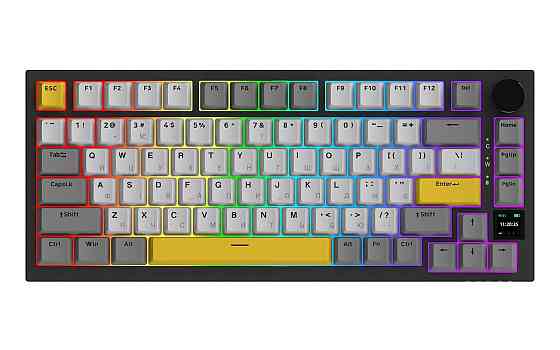 Клавіатура бездротова Ajazz AK820 Pro Flying Fish Switch Black RGB With Screen (AK820PRO-FF-BGY) ( 18427 ) Харків
