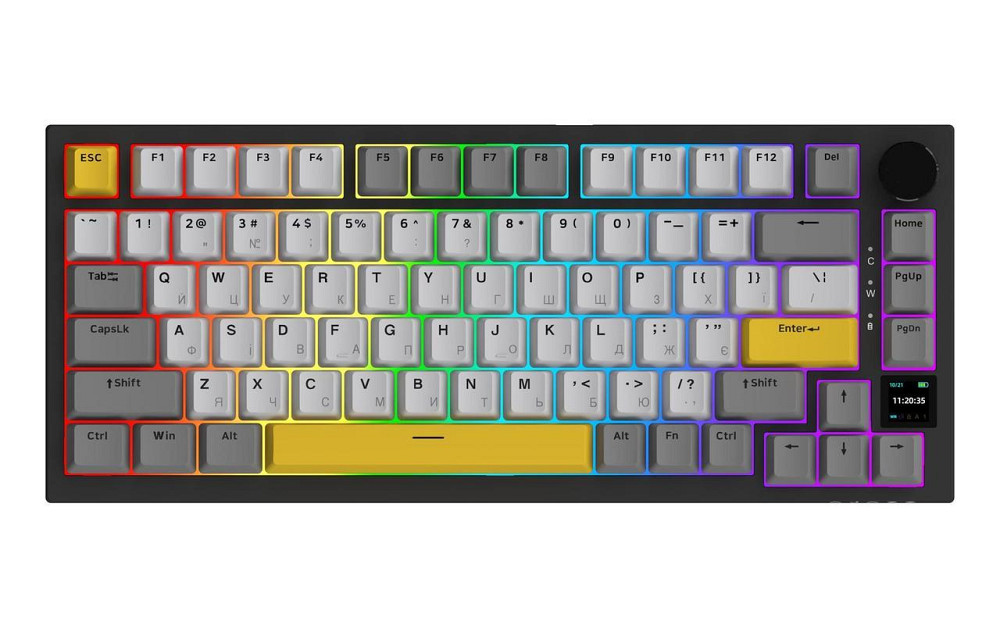 Клавіатура бездротова Ajazz AK820 Pro Flying Fish Switch Black RGB With Screen (AK820PRO-FF-BGY) ( 18427 ) Харків - фото 1