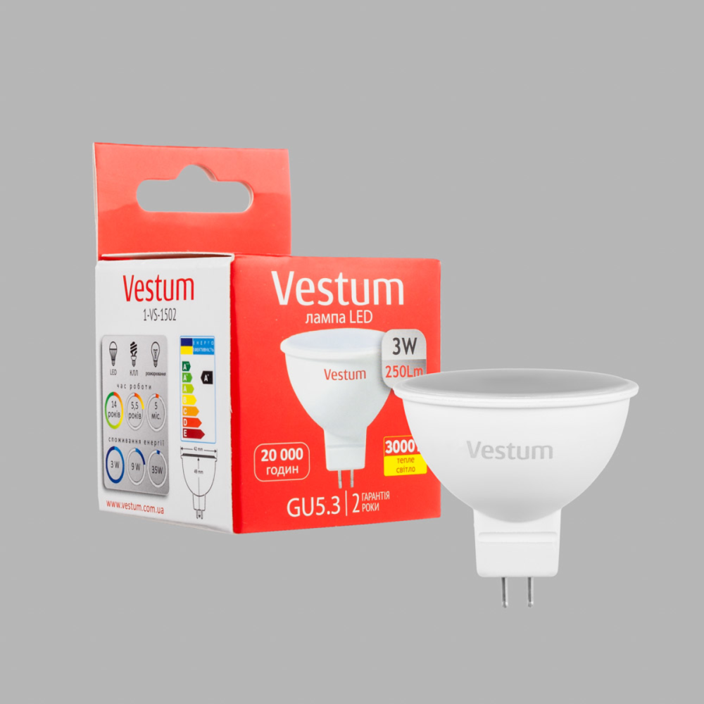 Led лампа gu5.3 MR16 3W 3000K Vestum Киев - изображение 6