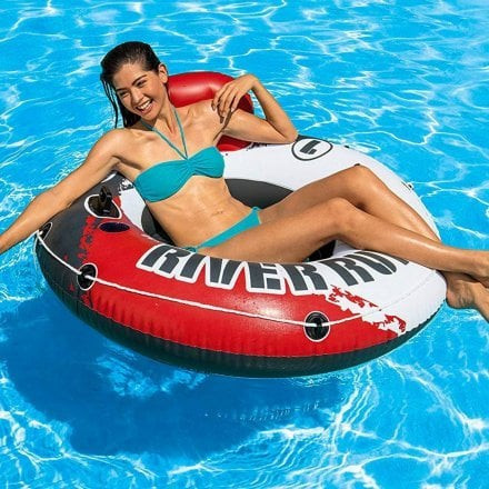 Надувное кресло-круг с подстаканниками ручками и тросом 135 см. Intex 56825 червоне Киев - изображение 3