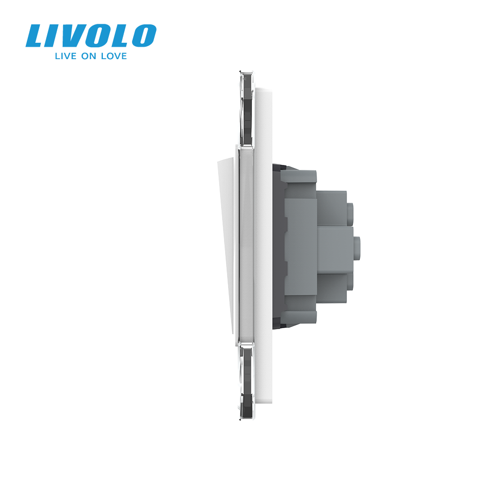 LIVOLO Двоклавішний вимикач (1-1) Livolo білий скло (VL-C7K1K1-11) Коломия - фото 6