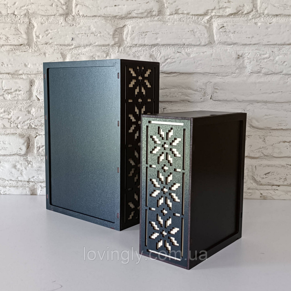 Подарочная коробка черного цвета с орнаментом  21/16/8 см Ирпень - изображение 2