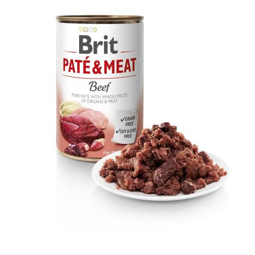 Корм влажный Brit Care Pate and Meat для взрослых собак с говядиной и индейкой 400 г Киев - изображение 2