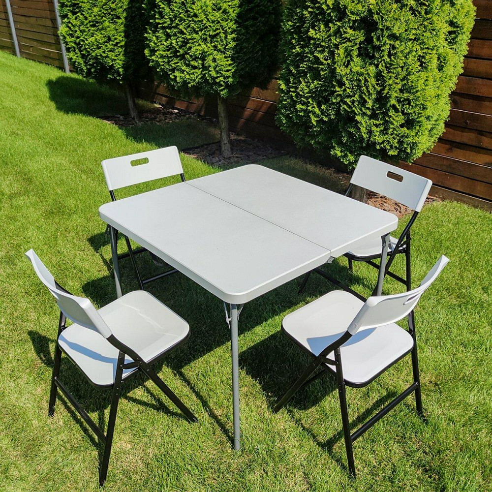 Складний набір меблів: стіл і 4 стільці з сумкою, білий Київ - фото 1