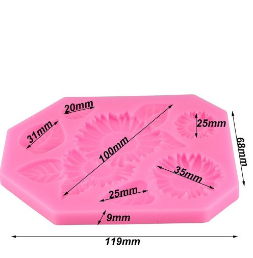 Молд силиконовый Подсолнух 119 на 68 мм розовый Киев - изображение 2