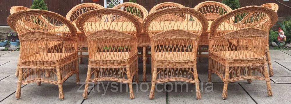 Мебель плетеная на 10 человек | мебель из лозы с креслами | мебель  натуральная с большим столом Киев - изображение 3