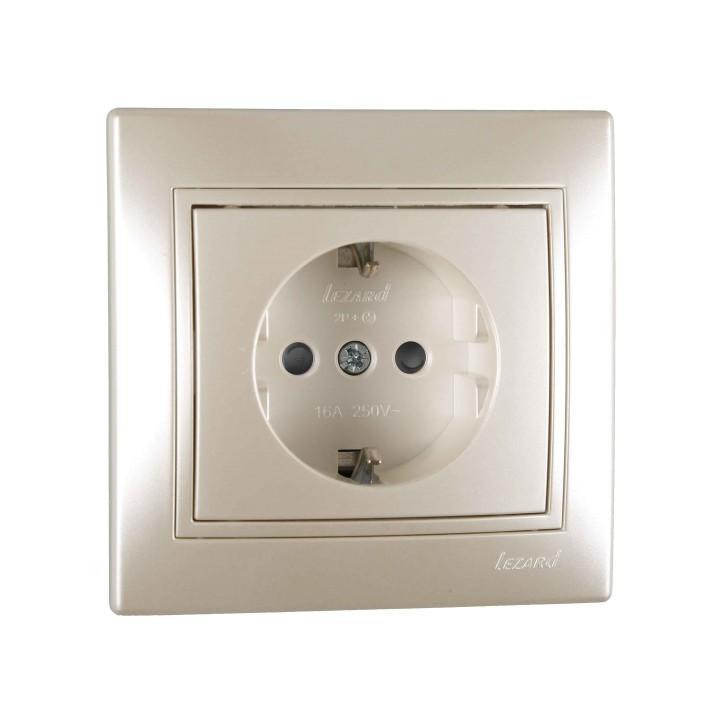 MIRA Розетка із заземленням перлинно-білий перламутр зі вставкою  Lezard Харків - фото 1