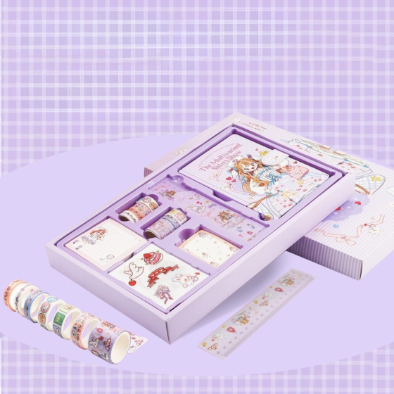 Блокнот з канцелярським приладдям, Дитячий в подарунковій упаковці набір для дівчаток 390х240 см, фіолетовий Кам'янець-Подільський