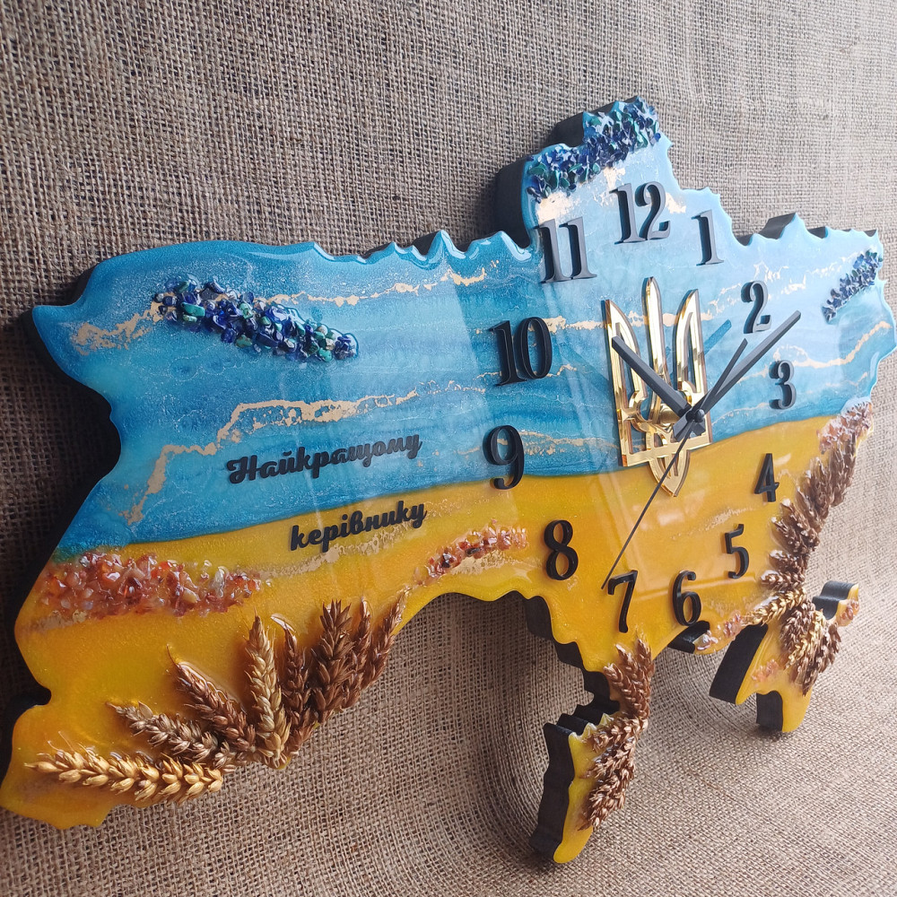 Часы настенные 80*55 см из эпоксидной смолы ручной работы 