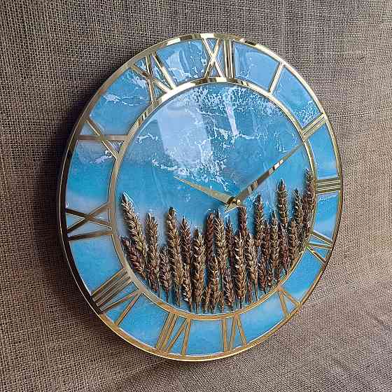 Годинник настінний 40 см з епоксидної смоли ручної роботи Дніпро