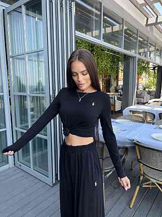 Жіночий базовий прогулянковий костюм-двійка: лонг і штани віскоза Чорний, 44/46 Одеса