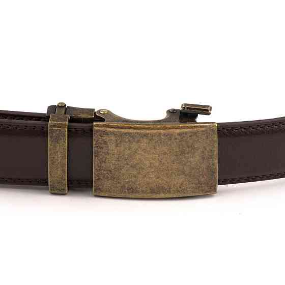 Ремінь з натуральної шкіри з автоматичною пряжкою латунь Vintage 20309 Коричневий Київ