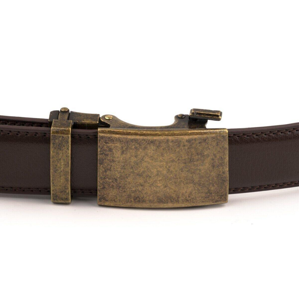 Ремінь з натуральної шкіри з автоматичною пряжкою латунь Vintage 20309 Коричневий Київ - фото 6