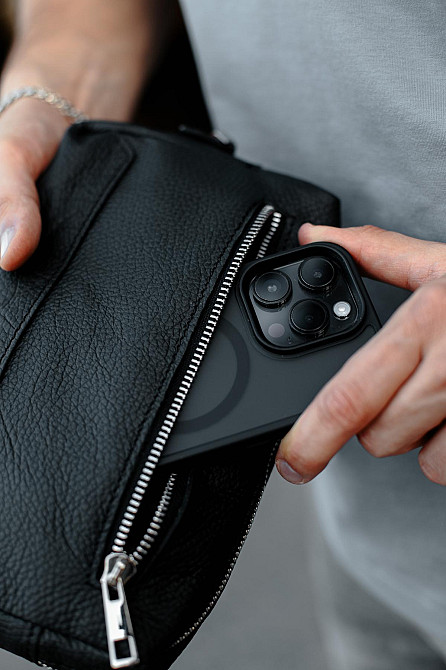 Кожаная барсетка, клатч из натуральной зернистой кожи SKILL Bronx (Черный) Сумы - изображение 5