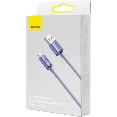 Дата кабель USB 2.0 AM to Lightning 2.0m 2.4A purple Baseus (CAJY000105) Вінниця - фото 5