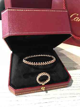 Cartier Комплект: браслет зубчики та кільце зубчики в рожевому золоті/Малюнок браслет і кільце Одеса