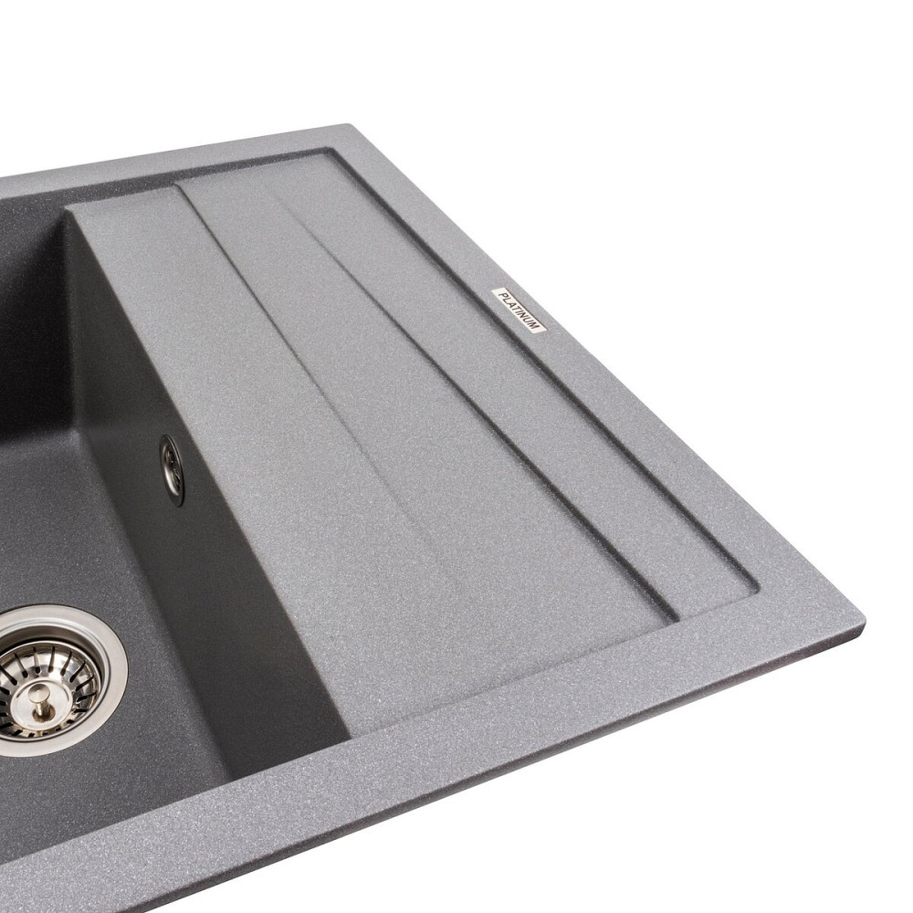 PLATINUM Кухонна мийка гранітна матова 7050 CASCADA Platinum Сірий мусон Київ - фото 4