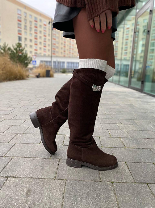 Чоботи жіночі VLAMAX C122 шоколадні (зима євро-хутро, замша натуральна) (6170) Коломия - фото 6