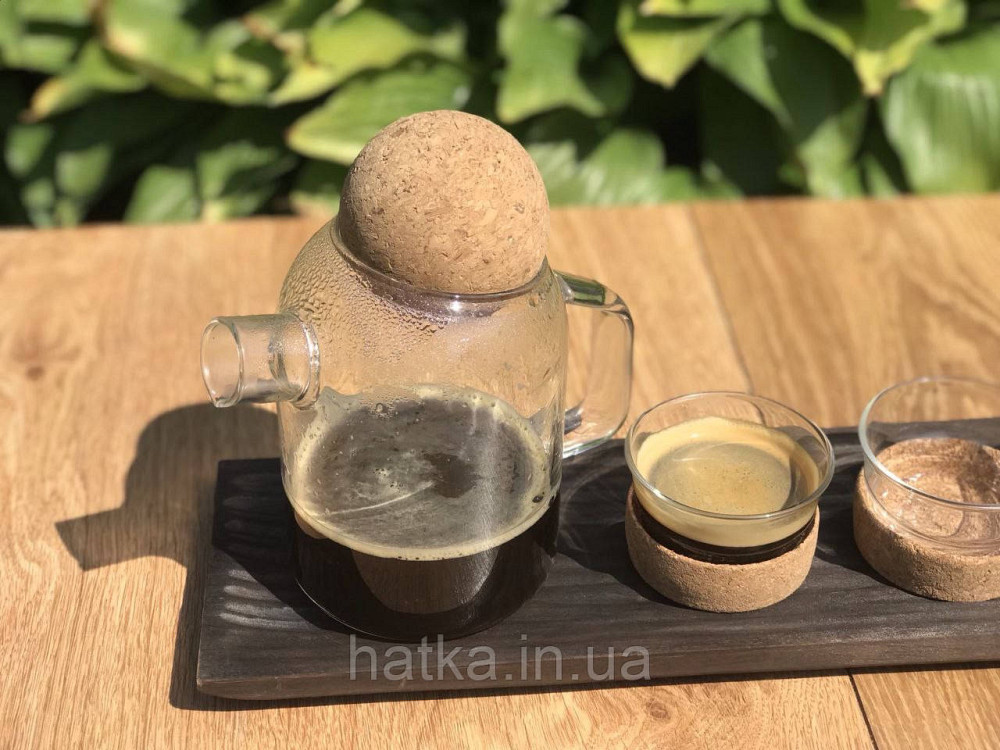 Набір чашок для кави Olens "Button" 4 шт 75 мл скляна чашка з корковою вставкою Київ - фото 5