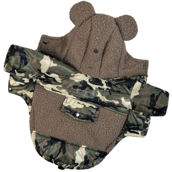 Куртка комбинированная для собак Teddy весна/осень плащевка с шерстью букле на синтепоне на кнопках милитари 8 Одесса