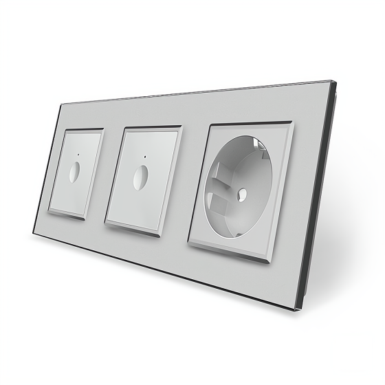 LIVOLO Сенсорний прохідний/перехресний вимикач Sense 2 сенсора (1-1) 1 розетка Livolo сірий скл Коломия