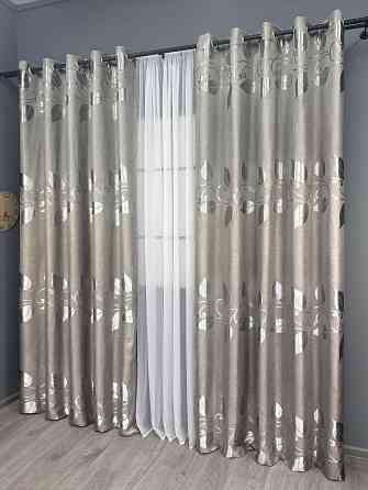 Комплект штор на люверсах VR-Textil Льон Рогожка № 1688ш Світло-сірий 150х250 см 2 шт (37-0239) Київ