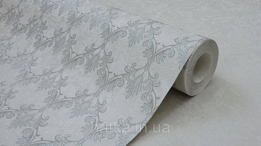 Шпалери метрові вінілові на флізеліні Sintra Classic класика завитки візерунки структурні сріблясті на сірому 540633 Київ - фото 3