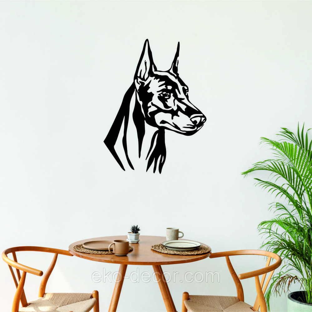 Декоративне настінне Панно «Доберман», Декор на стіну 90*63 см, Чорний Київ - фото 4