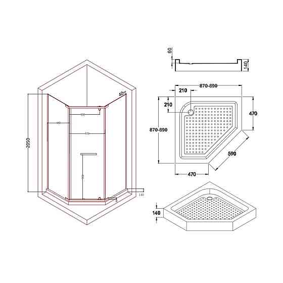 Душевая кабина Lidz Dozorca SC90x90.CRM.LOW.TR, стекло прозрачное 6 мм Киев