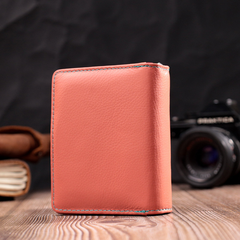 Кожаный женский вертикальный кошелек небольшого размера ST Leather 19438 Оранжевый Киев - изображение 2