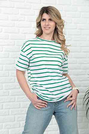 Подовжена футболка в смужку "Modis" оптом | Батал Київ