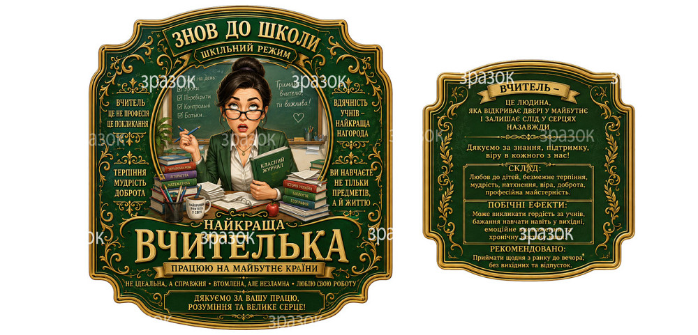 Комплект этикеток на бутылку «Лучшая учительница» — подарок педагогу с благодарностью и юмором Одесса - изображение 1