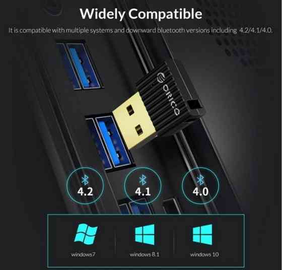 USB Bluetooth адаптер Orico бездротової передавач bluetooth 5.0 для BTA-508-BK (Чорний) Миколаїв