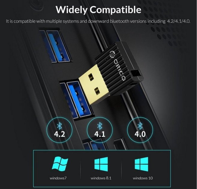 USB Bluetooth адаптер Orico бездротової передавач bluetooth 5.0 для BTA-508-BK (Чорний) Миколаїв - фото 4