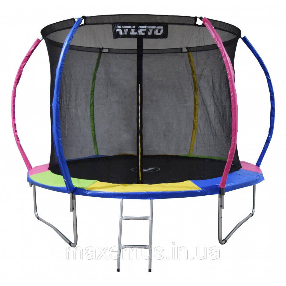 Батут Atleto 312 см (10 ft) с внутренней защитной сеткой и лестницей Multikolor + Подарки (до 150 кг) Мостиська - фото 1