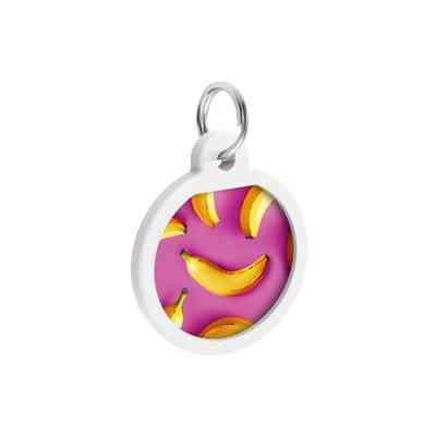 Адресник для животных WAUDOG Smart ID с QR паспортом "Бананы на розовом", круг 25 мм (225-4055) Винница