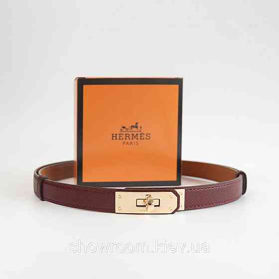 Жіночий ремінь шкіряний Hermes Гермес (280-1) бордовий Київ