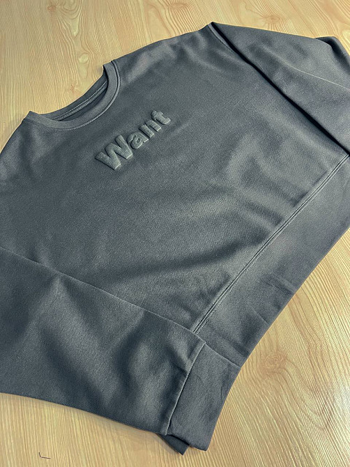 Свитшот женский U S 293 широкий оверсайз трикотаж надпись WANT, графит, one size Киев - изображение 13
