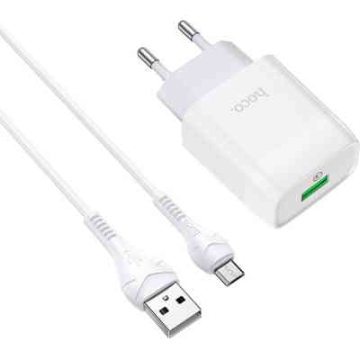 Зарядний пристрій HOCO C72Q Glorious USB QC3.0 + cable USB to Micro 5P 18W White (6931474732538) Вінниця
