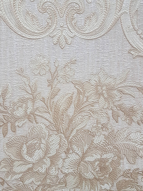 Шпалери вінілові на флізеліні AdaWall Seyyah 1.06х10 квіти в горщику вензеля структурні золотисті на кремовому Київ - фото 3