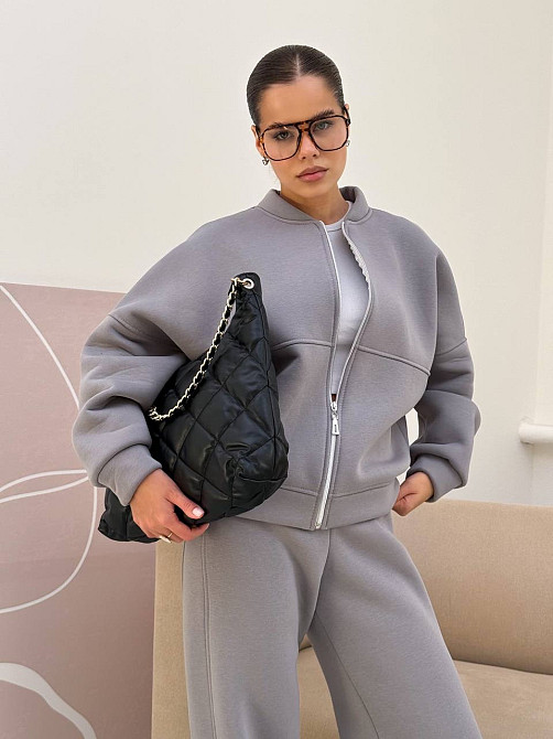 Жіночий теплий костюм-двійка з широкими штанами Сірий 42/46 Харків - фото 8